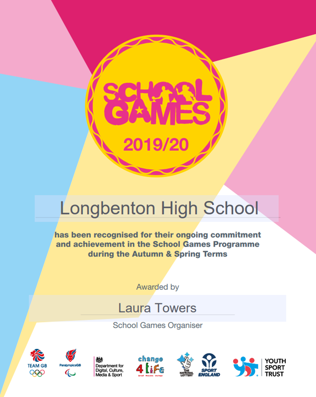 Image of Longbenton Awarded Recognition Certificate 