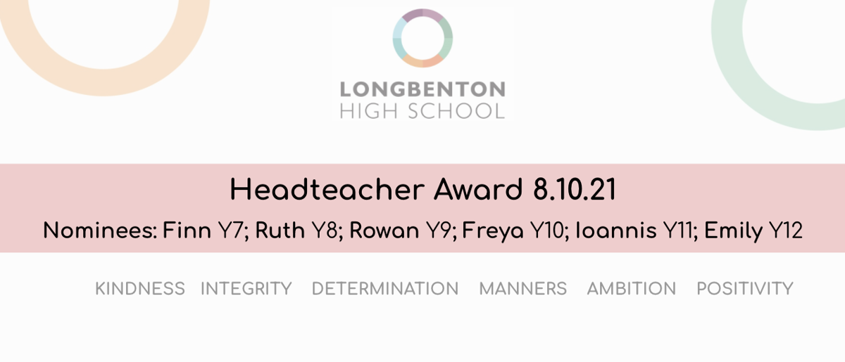 Image of Headteacher Award 8.10.21