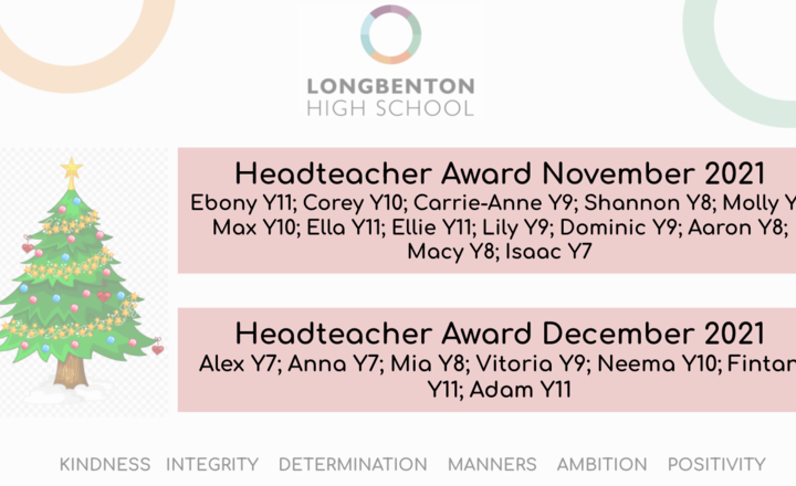 Image of Headteacher Award Winners Nov-Dec 2021