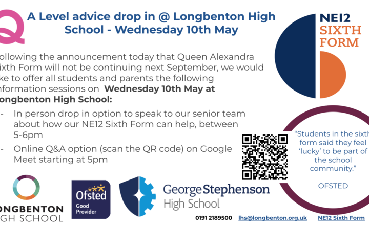 Image of A Level advice drop in for Queen Alexandra Sixth Form students 