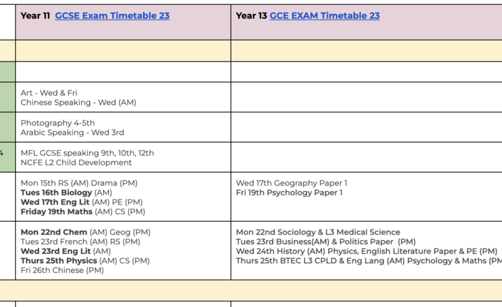 Image of Year 11 & 13 Exams starting 15th May 2023